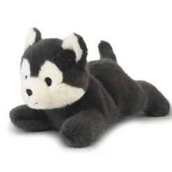 Histoire d'Ours Autres Animaux De La Ferme^Loup gris peluche allongee - Les P'tits Relax - 22 cm