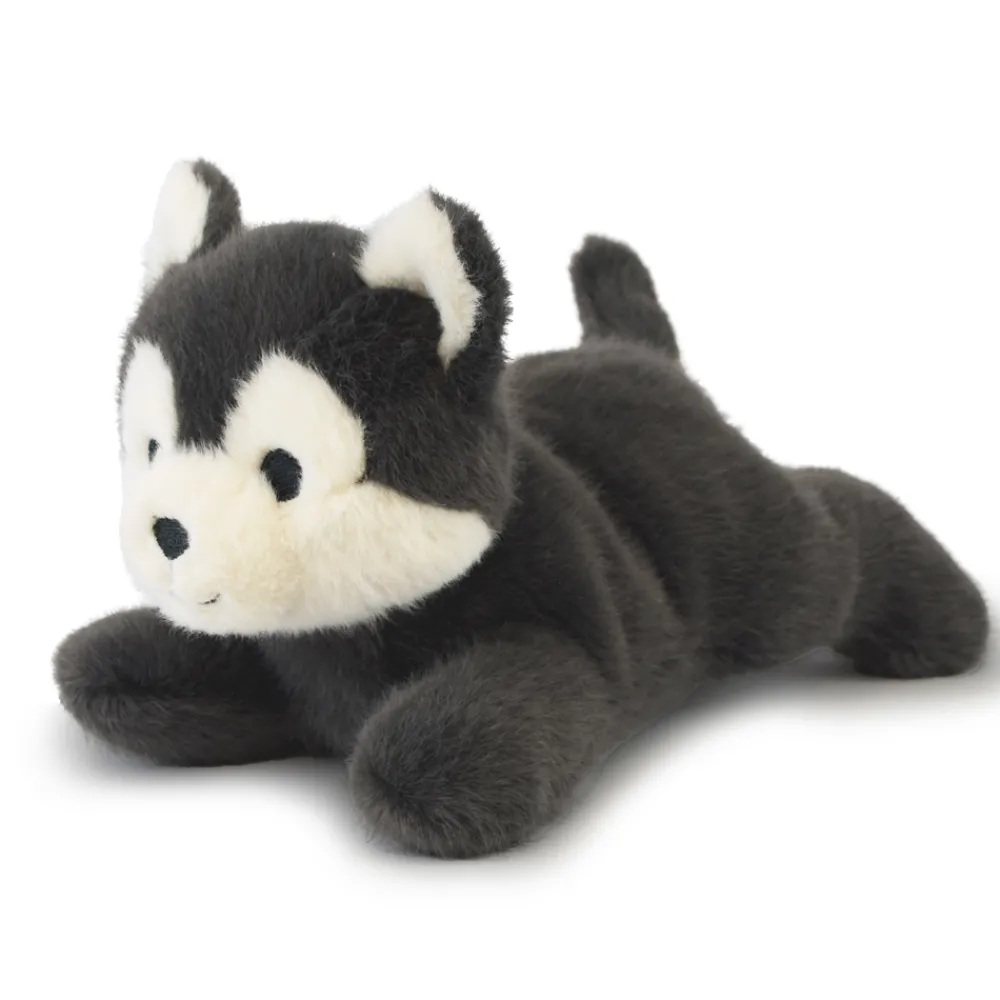 Histoire d'Ours Autres Animaux De La Ferme^Loup gris peluche allongee - Les P'tits Relax - 22 cm