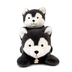 Histoire d'Ours Autres Animaux De La Ferme^Loup gris peluche allongee - Les P'tits Relax - 22 cm