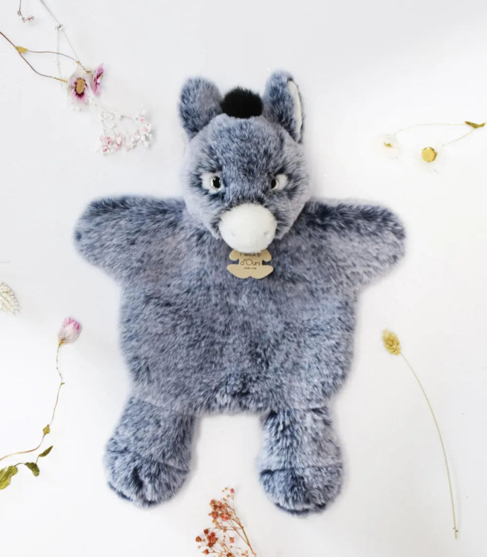 Histoire d'Ours Les Marionnettes^Marionnette à Main Ane Bleu - 25 cm