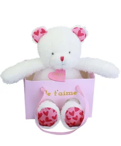 Histoire d'Ours Les Ours Et Cie^Ours en peluche JE T'AIME en sac cadeau - 25 cm