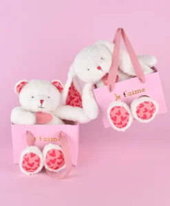 Histoire d'Ours Les Ours Et Cie^Ours en peluche JE T'AIME en sac cadeau - 25 cm
