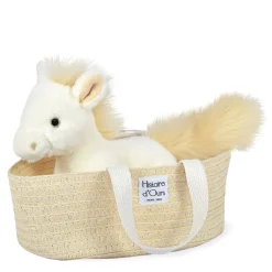 Histoire d'Ours Autres Animaux De La Ferme^Peluche cheval avec son panier - Palomino - 25 cm