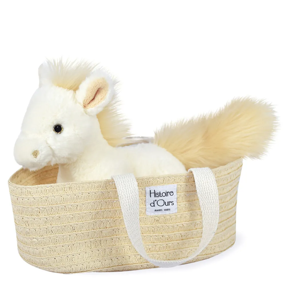 Histoire d'Ours Autres Animaux De La Ferme^Peluche cheval avec son panier - Palomino - 25 cm