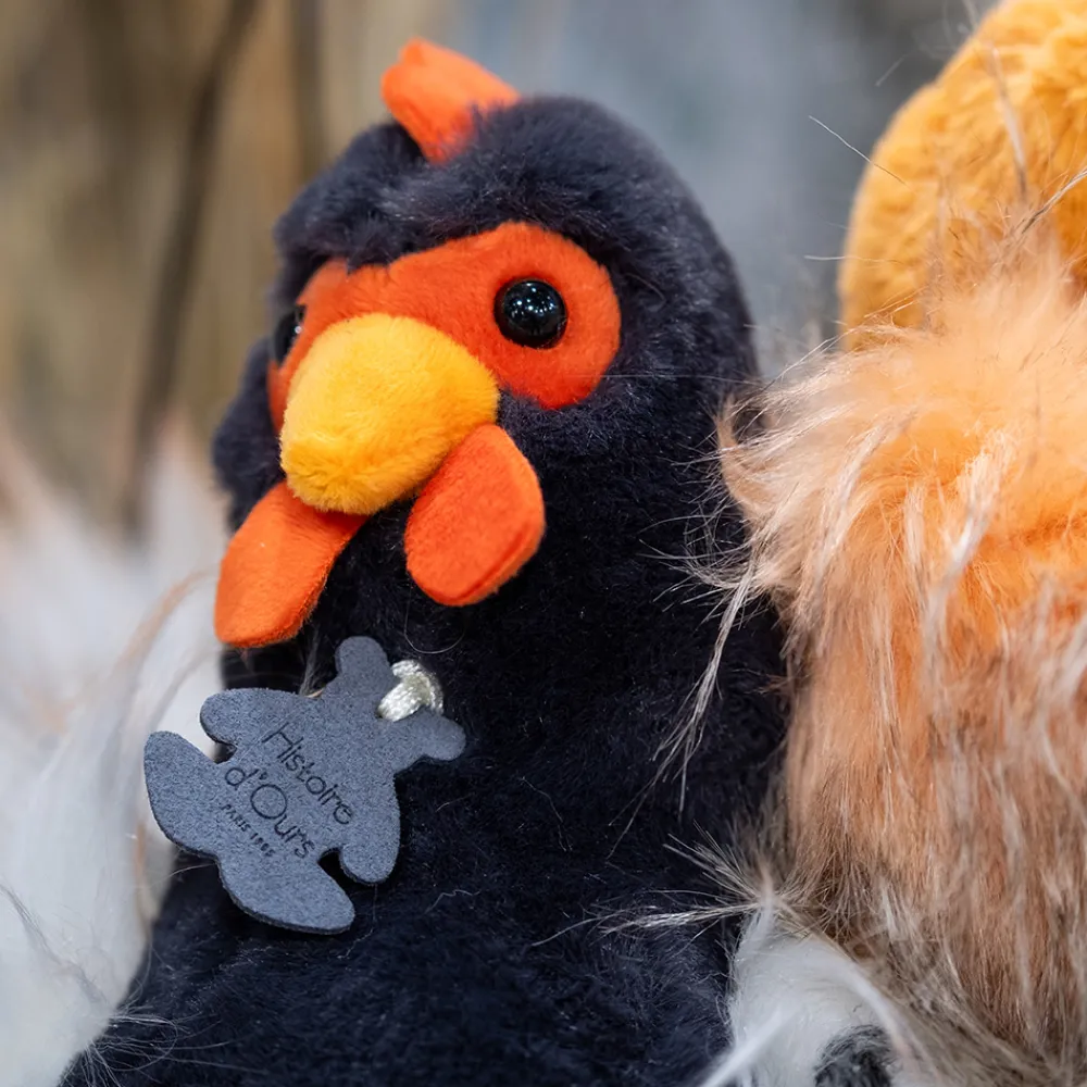 Histoire d'Ours Autres Animaux De La Ferme^Peluche coq " Coq'rico" et blanc - 26 cm