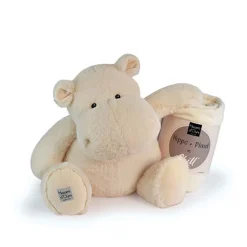 Histoire d'Ours Les Hippos Plaid^Peluche Géante Hippopotame Écru 45 cm et son Plaid