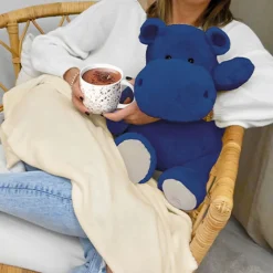 Histoire d'Ours Les Hippos Plaid^Peluche Géante Hippopotame 45 cm et son Plaid
