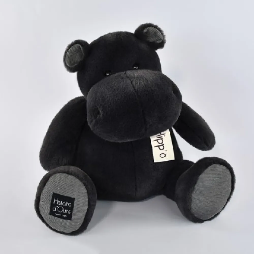 Histoire d'Ours Les Hippos Hip'^Peluche Hippo Gris anthracite 40 cm