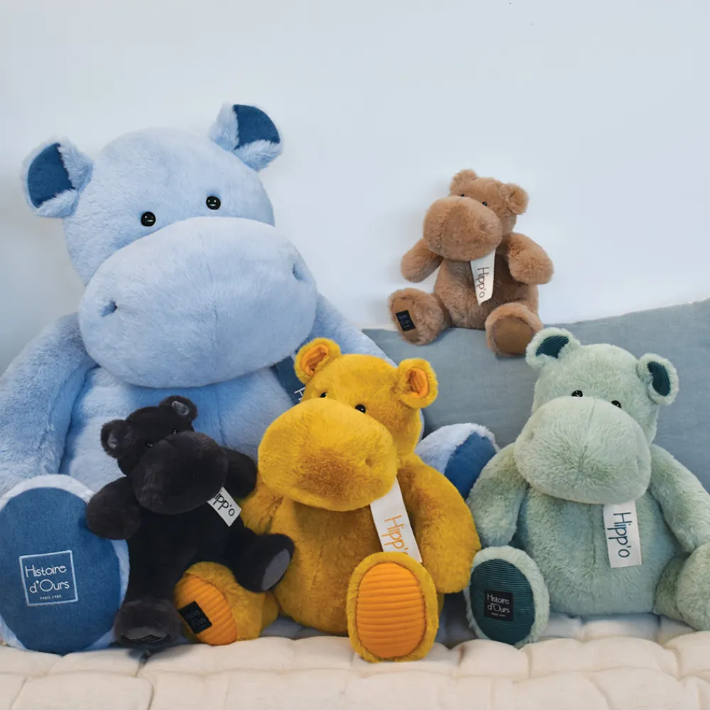 Histoire d'Ours Les Hippos Hip'^Peluche Hippo Gris anthracite 40 cm