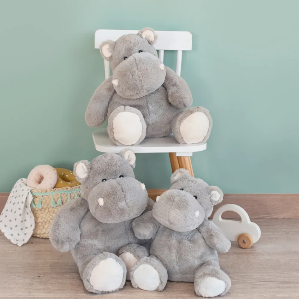 Histoire d'Ours Les Classiques^Peluche Hippopotame Gris - 25 cm
