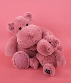 Histoire d'Ours Les Hippos Hip'^Peluche hippopotame HIP'FUN Rose- Lait grenadine - 40 cm