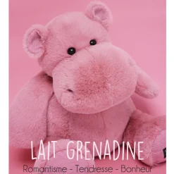 Histoire d'Ours Les Hippos Hip'^Peluche hippopotame HIP'FUN Rose- Lait grenadine - 25 cm