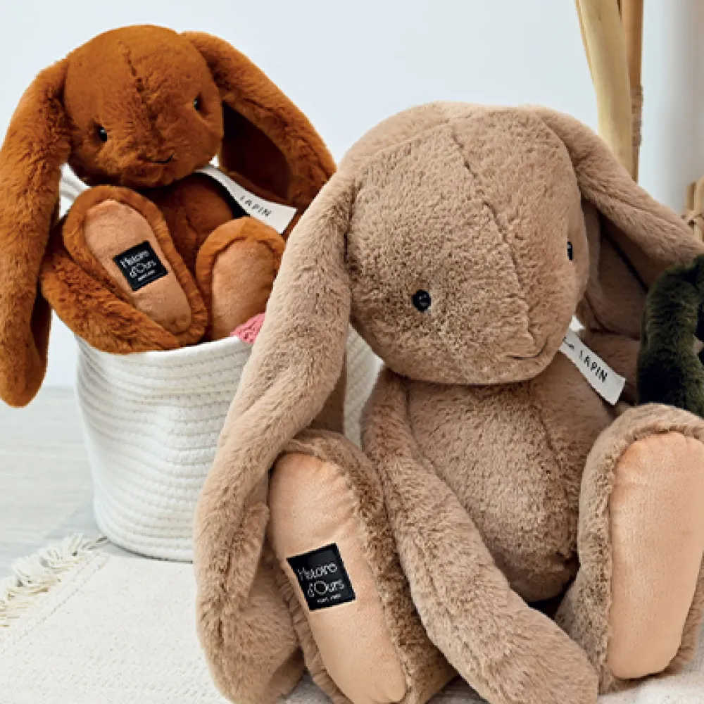 Histoire d'Ours Les Lapins^Peluche lapin marron capuccino - LE LAPIN - 32 cm