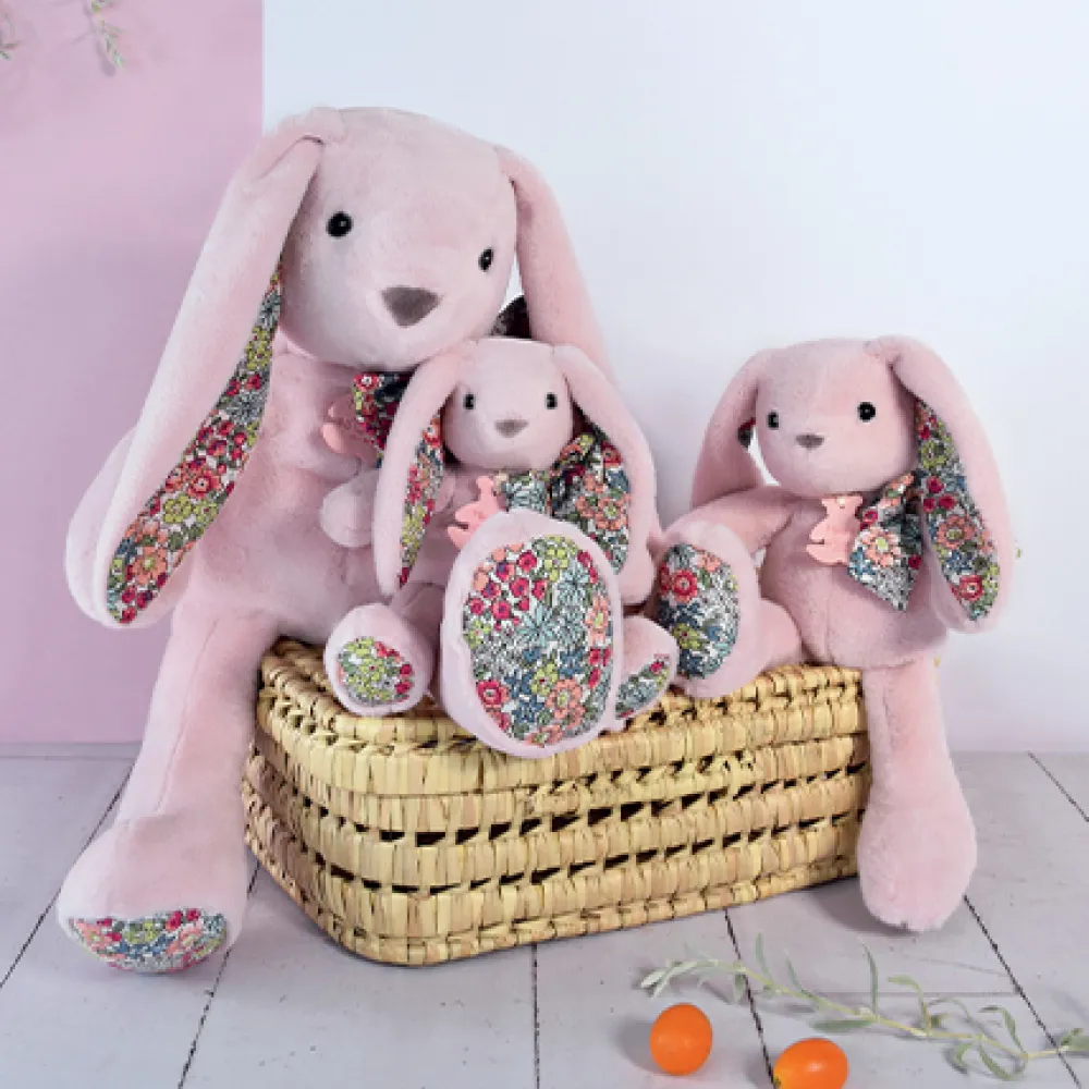 Histoire d'Ours Les Lapins^Peluche Lapin Rose - 40 cm - Copains Câlins