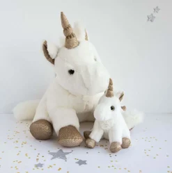Histoire d'Ours Les Féeriques^Peluche Licorne paillettes Blanche Or - 23 cm