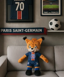 Histoire d'Ours Collection X Psg^Peluche officielle PSG - Mascotte Germain Le Lynx - 35 cm