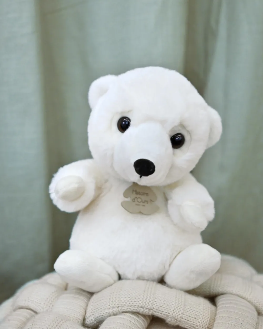 Histoire d'Ours Les Animaux Du Grand Froid^Peluche ours blanc assis - 20 cm