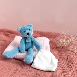 Histoire d'Ours Les Doudous®^Peluche Ours bleu avec Doudou - 30 cm