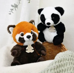 Histoire d'Ours Dans La Forêt Tropicale^Peluche panda assis blanc et - 20 cm