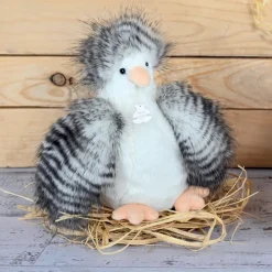 Histoire d'Ours Autres Animaux De La Ferme^Peluche Poule " Poulette " he et grise - 20 cm