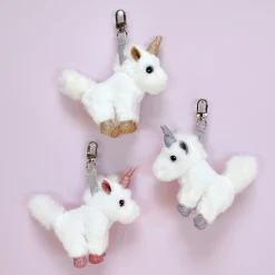 Histoire d'Ours Les Féeriques^Porte-Clé Peluche Licorne Blanc Rose - 14 cm