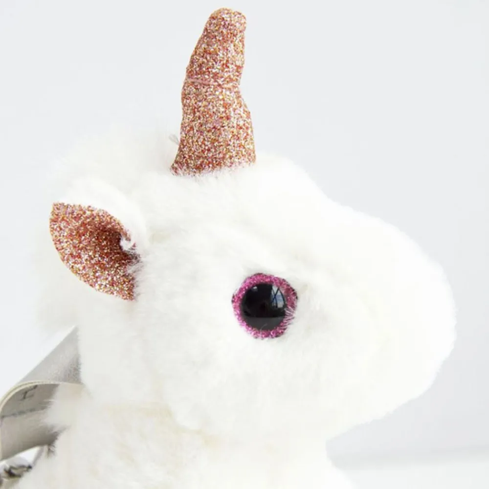 Histoire d'Ours Les Féeriques^Porte-Clé Peluche Licorne Blanc Rose - 14 cm