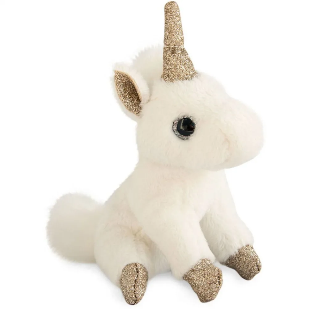 Histoire d'Ours Les Féeriques^Porte-Clé Peluche Licorne Blanc Or - 14 cm