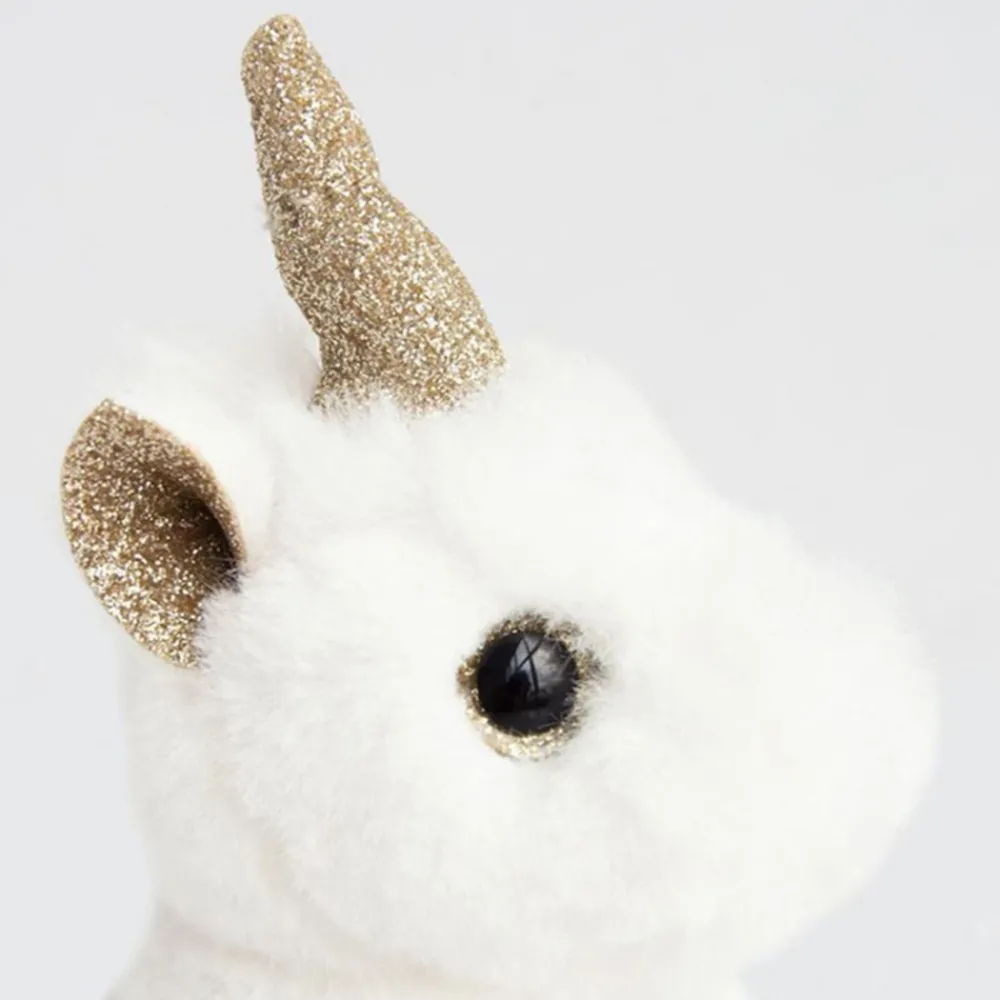 Histoire d'Ours Les Féeriques^Porte-Clé Peluche Licorne Blanc Or - 14 cm