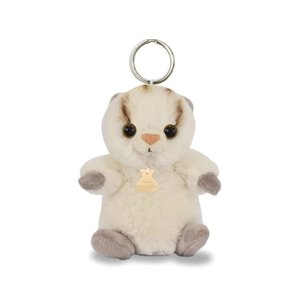 Histoire d'Ours Les Chiens & Les Chats^Porte-clés chat écru - 12 cm - Les doux stretch