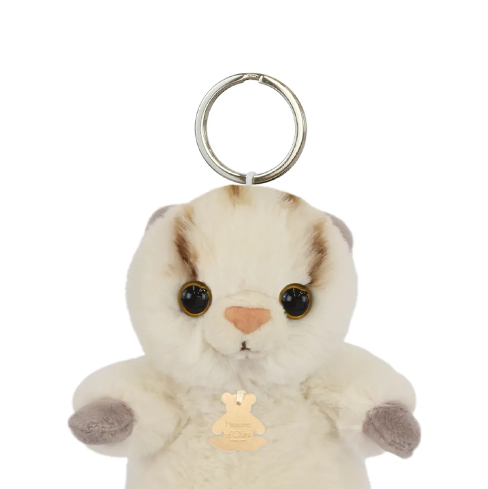 Histoire d'Ours Les Chiens & Les Chats^Porte-clés chat écru - 12 cm - Les doux stretch
